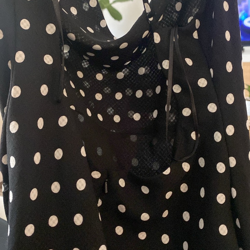 Bardot Black Dress with White Polka Dots - Picture 6 of 7